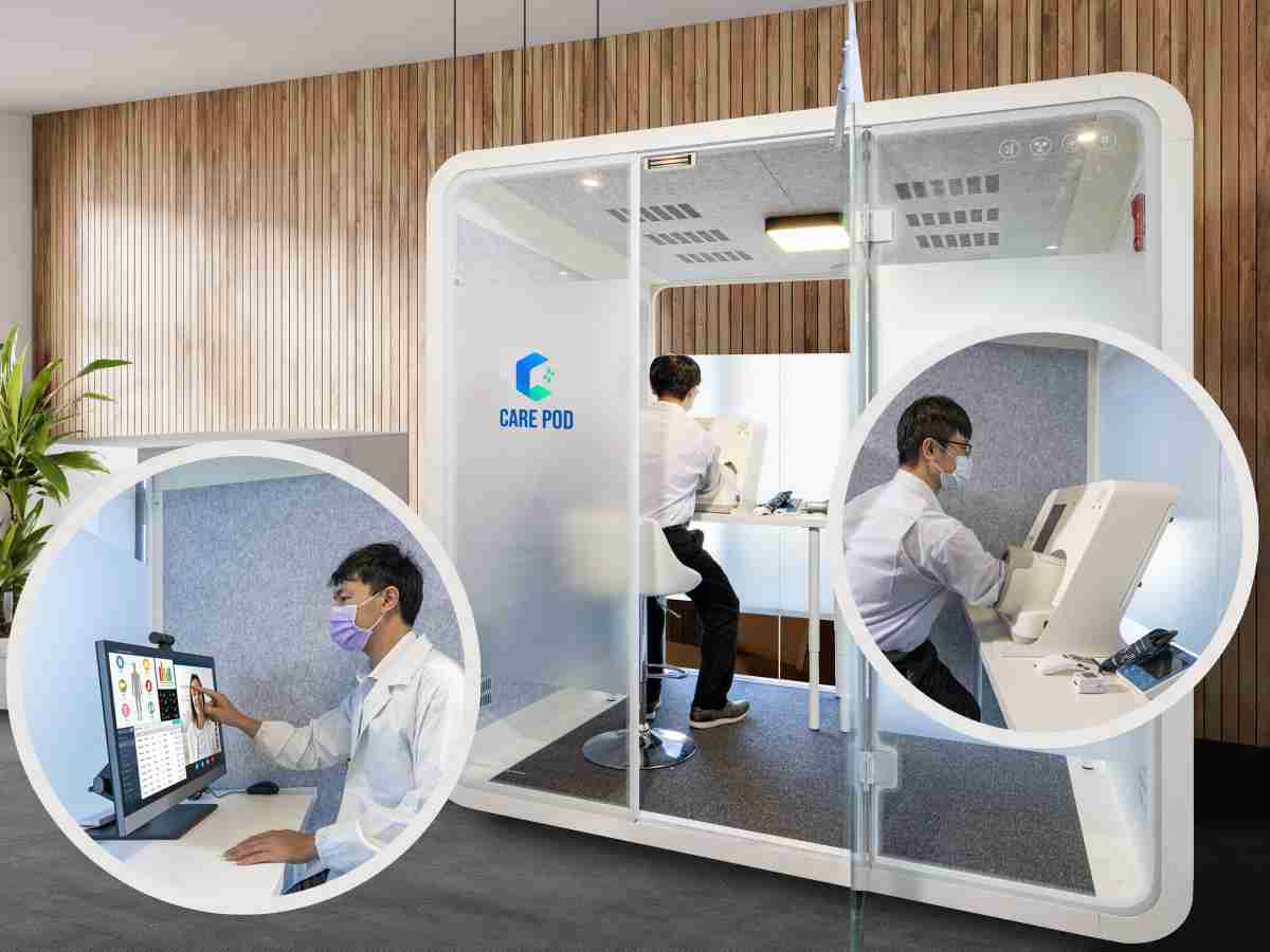 达擎于医疗科技展中展出＂远距诊疗舱＂，，以因应医疗数字化及社会高龄化趋势下、、、复诊及慢性病患等族群对于远距看诊需求逐渐升高所推出的创新整合方案。。。。多功能合一、、、、高隐私性的远距诊疗舱可根据病患端与医师端的不同需求，，，提供弹性化及客制化功能，，，，节省医生和病患的精力及时间